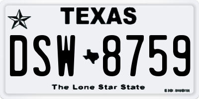 TX license plate DSW8759