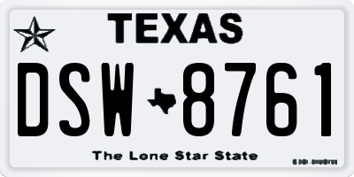 TX license plate DSW8761