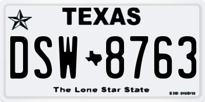 TX license plate DSW8763