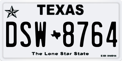 TX license plate DSW8764