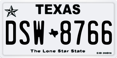 TX license plate DSW8766