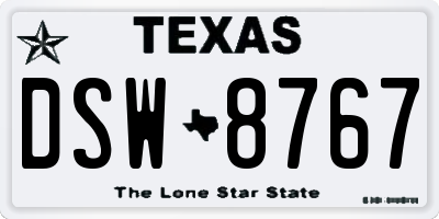 TX license plate DSW8767