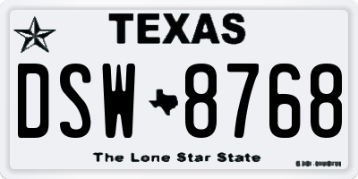 TX license plate DSW8768