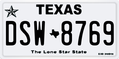 TX license plate DSW8769