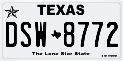 TX license plate DSW8772