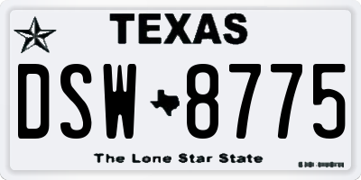 TX license plate DSW8775