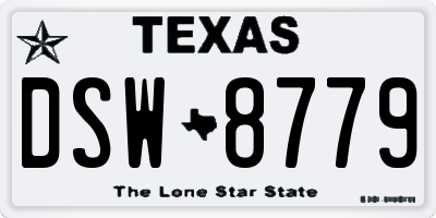 TX license plate DSW8779