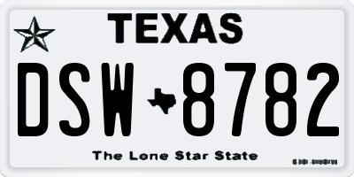 TX license plate DSW8782