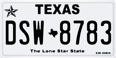 TX license plate DSW8783