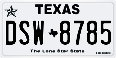 TX license plate DSW8785