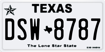 TX license plate DSW8787