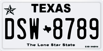 TX license plate DSW8789