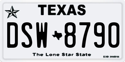 TX license plate DSW8790
