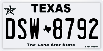 TX license plate DSW8792
