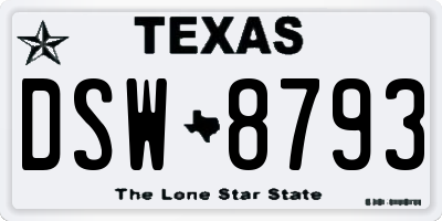 TX license plate DSW8793