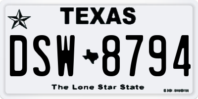 TX license plate DSW8794