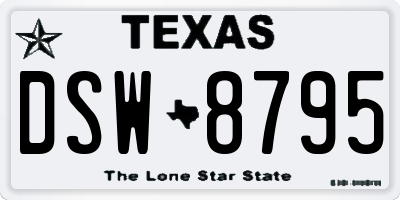 TX license plate DSW8795