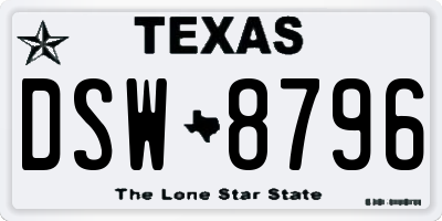 TX license plate DSW8796