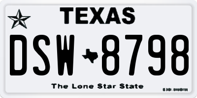 TX license plate DSW8798