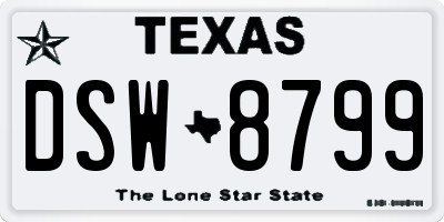 TX license plate DSW8799