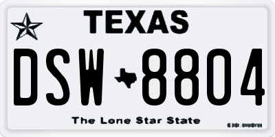 TX license plate DSW8804