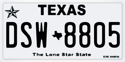 TX license plate DSW8805