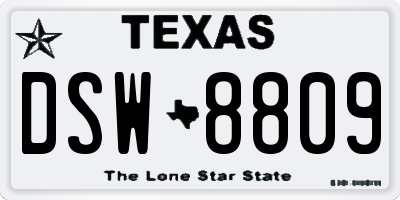 TX license plate DSW8809