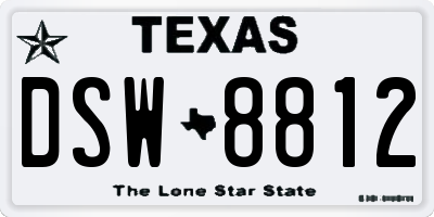 TX license plate DSW8812