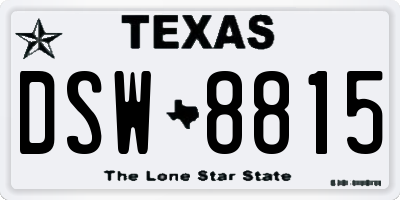 TX license plate DSW8815