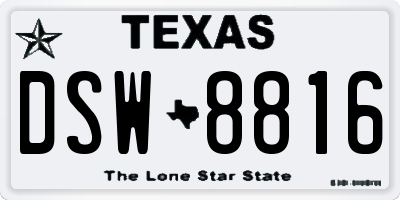 TX license plate DSW8816
