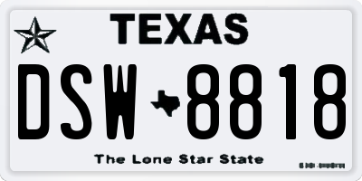 TX license plate DSW8818