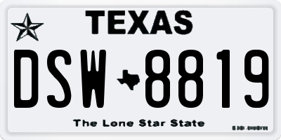 TX license plate DSW8819