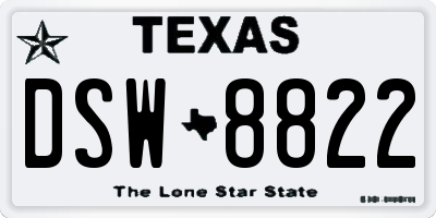 TX license plate DSW8822