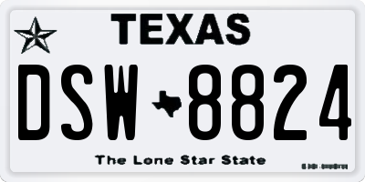 TX license plate DSW8824