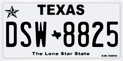 TX license plate DSW8825
