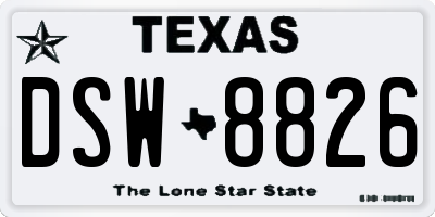 TX license plate DSW8826