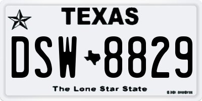 TX license plate DSW8829