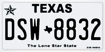 TX license plate DSW8832