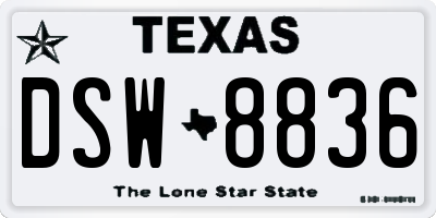 TX license plate DSW8836