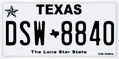 TX license plate DSW8840