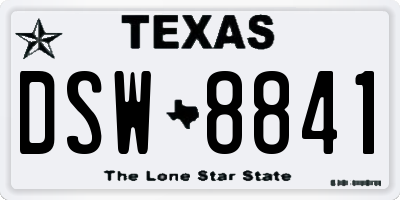 TX license plate DSW8841