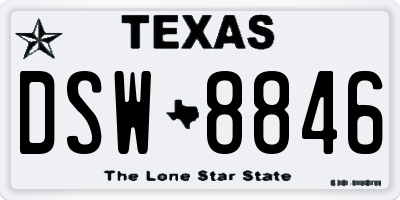 TX license plate DSW8846