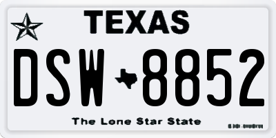 TX license plate DSW8852