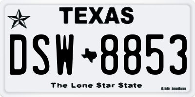 TX license plate DSW8853