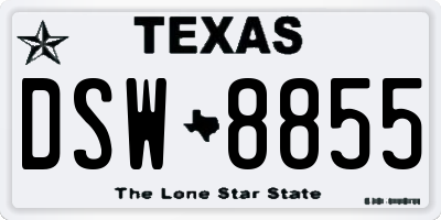 TX license plate DSW8855