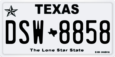 TX license plate DSW8858