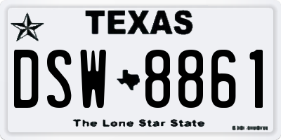 TX license plate DSW8861
