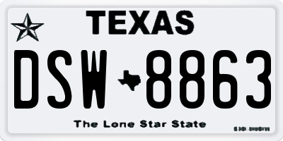 TX license plate DSW8863