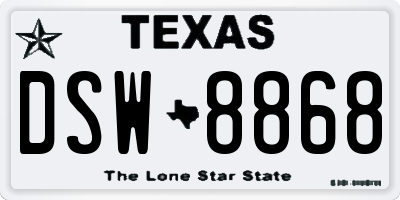 TX license plate DSW8868