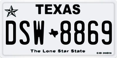 TX license plate DSW8869